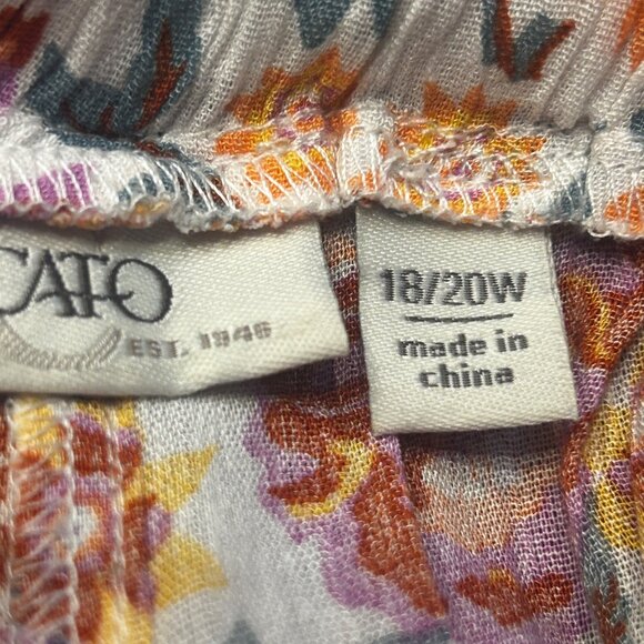 Cato Womens Floral Print Ruffle Hem Cropped Pants Size 18/20W Multicolor 1898 - Picture 5 of 6
